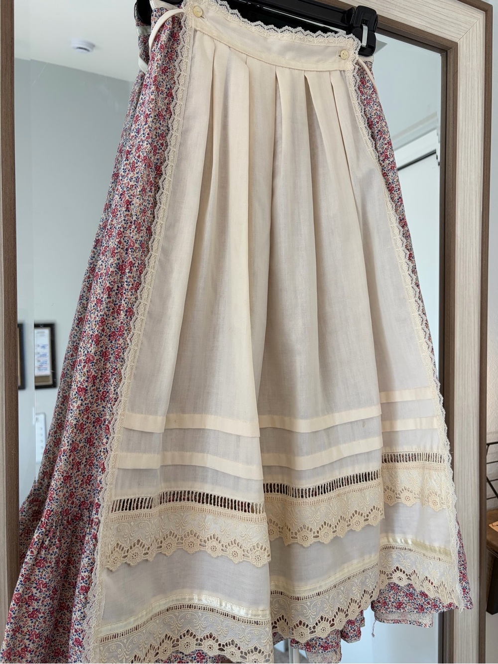 Vintage Gunne Sax Jessica McClintock Prairie Floral Skirt With Detachable Apron - Picture 2 of 11